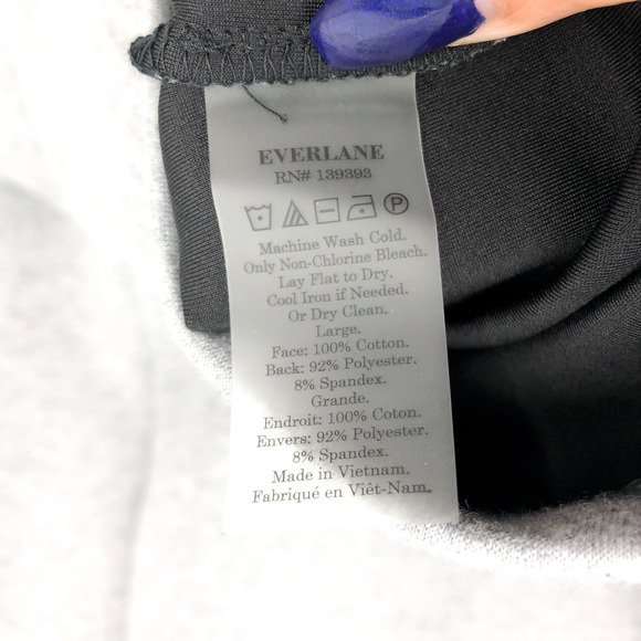 EVERLANE Thick Scuba Knit Relaxed Fit Tunic Dress Large Grey 3/4 Sleeve NWOT - Picture 6 of 7